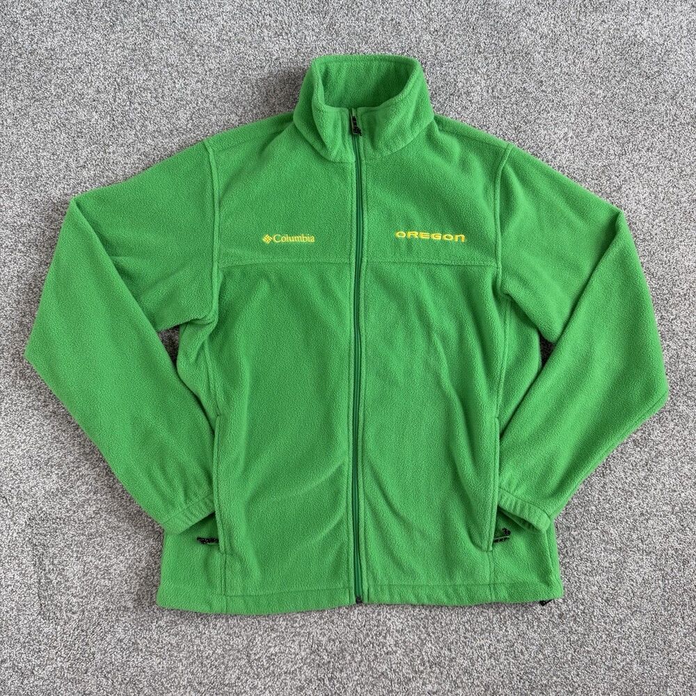 Columbia Flanker II Oregon Ducks Mens Zip Fleece Jacket Green Size Medium
